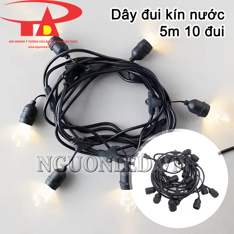 Dây đui đèn kín nước 5m 10 đui cao cấp