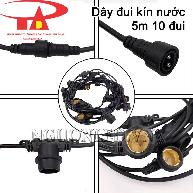 Dây đui kín nước 5 mét 10 đui