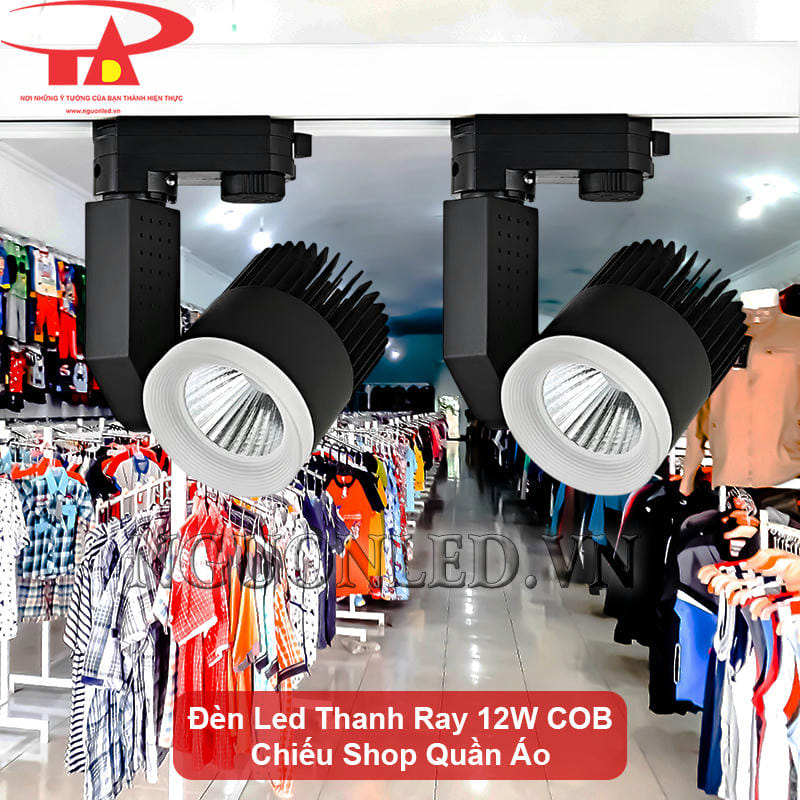 Đèn led chiếu điểm COB 12W vỏ đen dùng cho shop thời trang