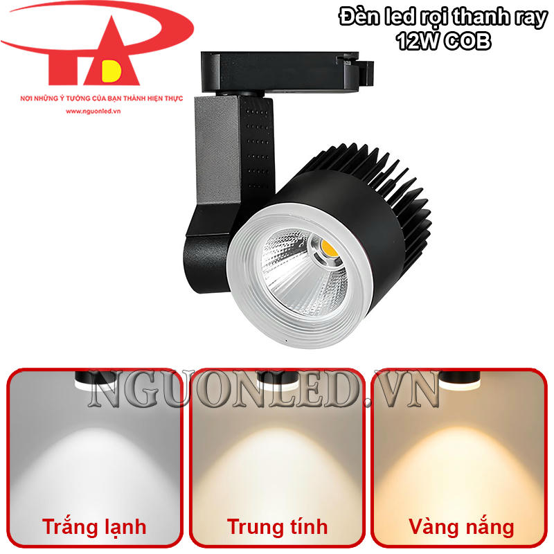 Đèn led rọi ray COB 12W tùy chọn 3 phiên bản ánh sáng đa dạng