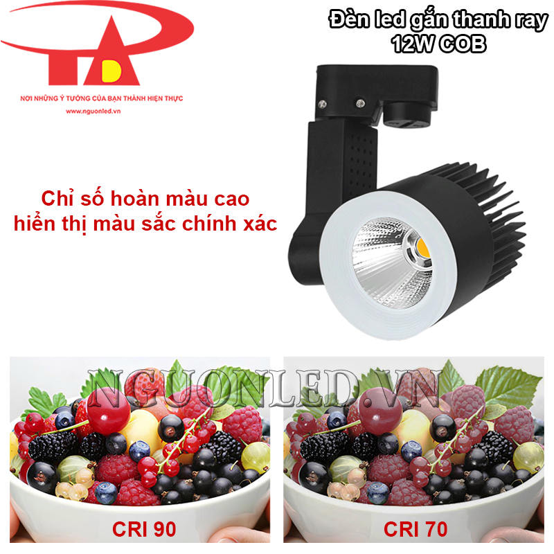 Đèn led chiếu điểm 12W COB hiển thị màu sắc chính xác với CRI 90