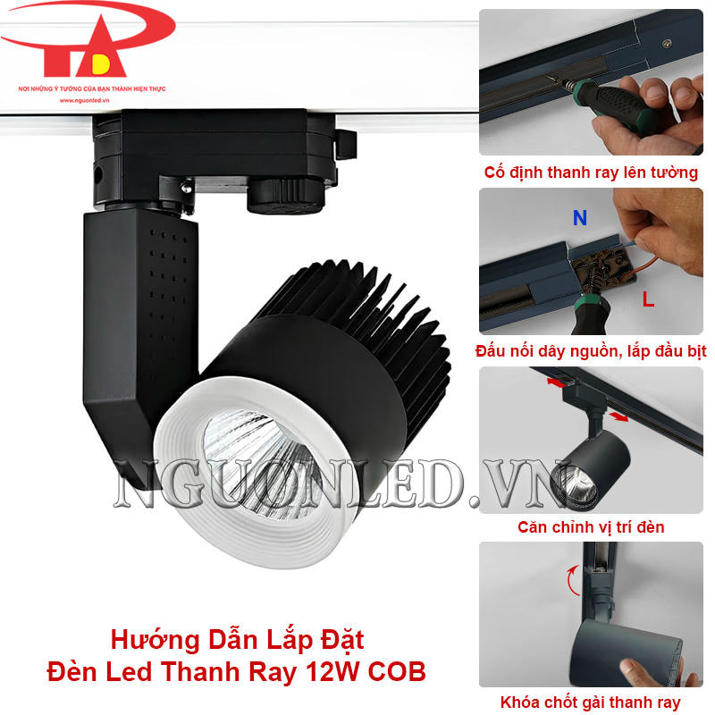 Hướng dẫn lắp đặt đèn led thanh ray 12W COB an toàn, đơn giản