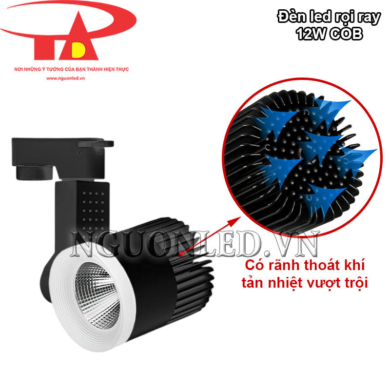 Đèn led ray nhôm COB 12W tản nhiệt vượt trội với khe thoát khí