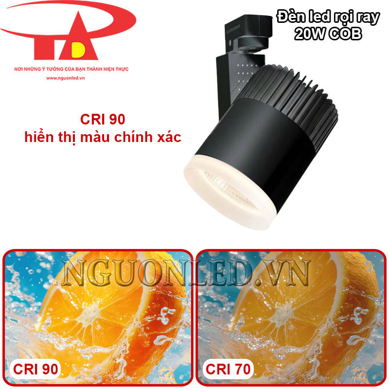 Đèn led ray nhôm 20W COB hiển thị màu chính xác với CRI 90