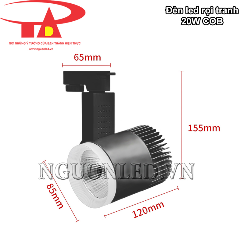 Đèn led thanh ray 20W COB tối ưu không gian với kích thước nhỏ gọn