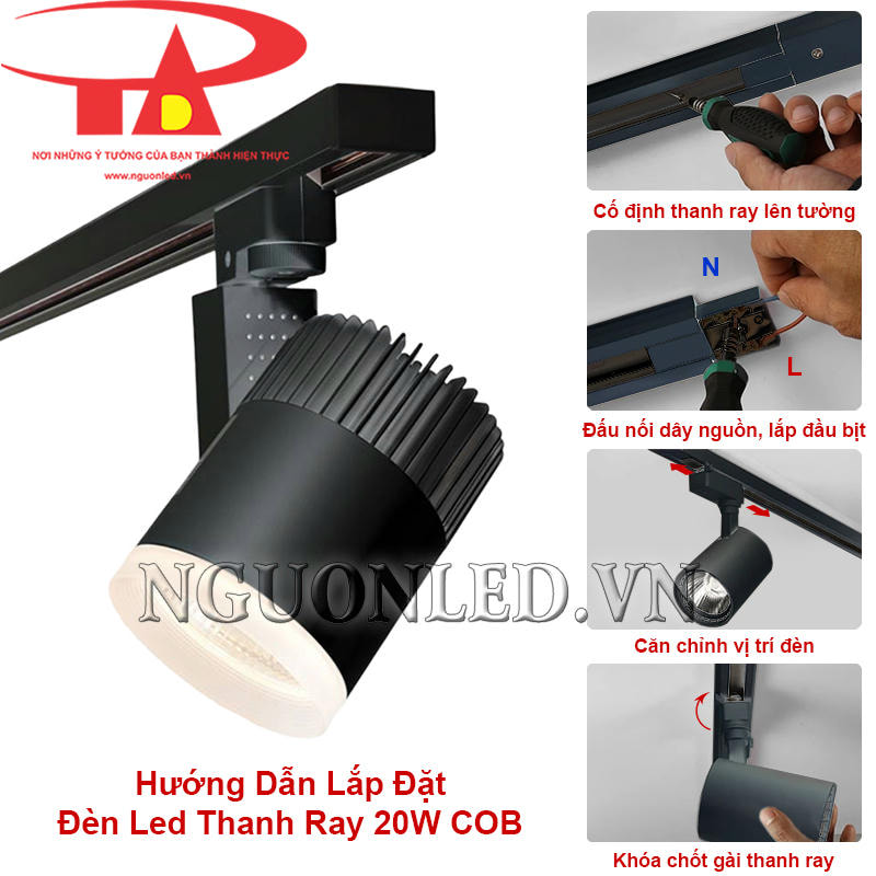 Hướng dẫn lắp đặt đèn led thanh ray 20W COB an toàn, dễ thực hiện