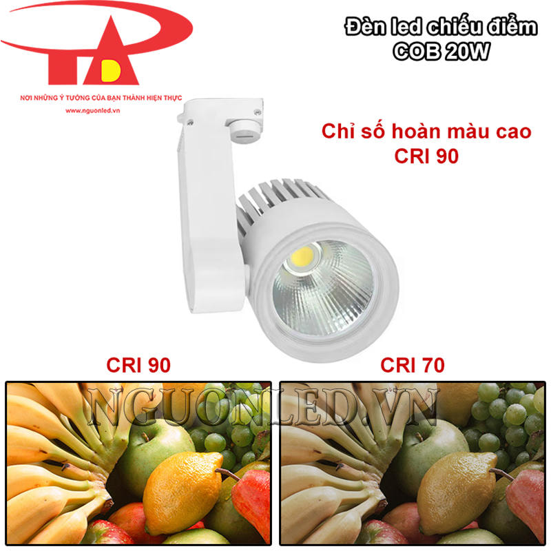 Đèn led ray nhôm COB 20W CRI cao, hiển thị màu chính xác và chân thực