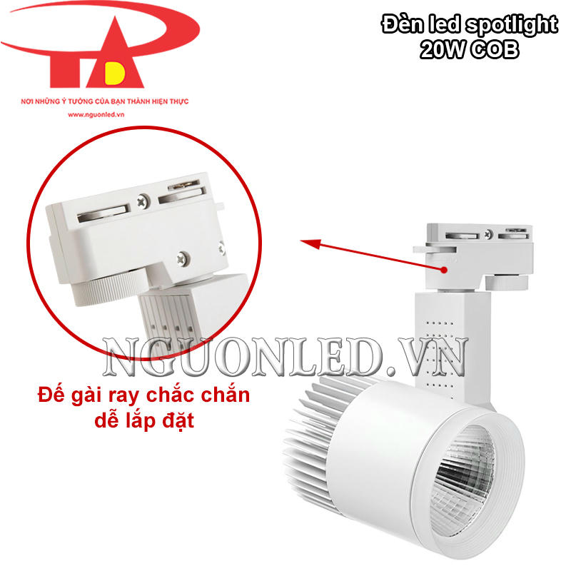 Đèn led rọi chiếu điểm 20W COB đế gài chắc chắn, dễ lắp đặt