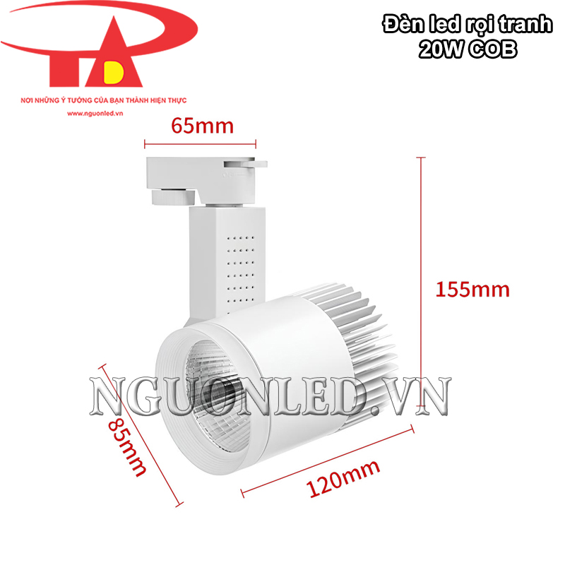 Đèn led gắn ray COB 20W tiết kiệm không gian với thiết kế nhỏ gọn