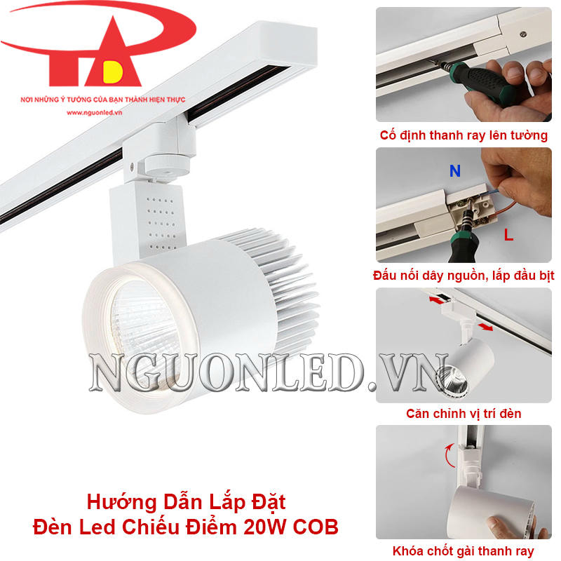 Hướng dẫn thi công đèn led chiếu điểm 20W COB an toàn, chính xác