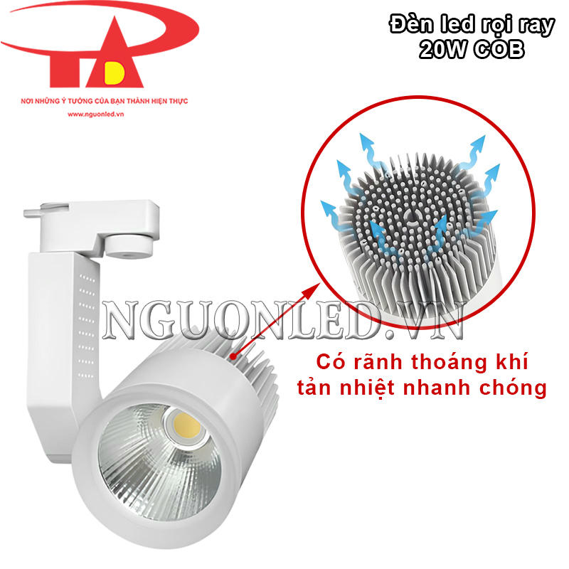 Đèn led rọi ray 20W COB tản nhiệt vượt trội nhờ rãnh thoát khí
