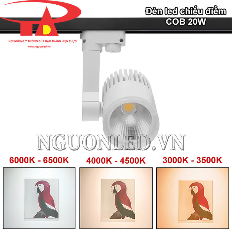 Đèn led ray nhôm 20W COB tùy chọn 3 màu áng sáng