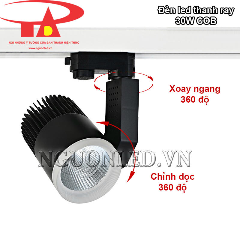 Đèn led gắn thanh ray 30W COB điều chỉnh linh hoạt tùy thích
