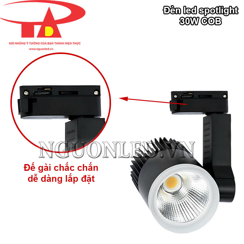 Đèn led thanh ray 30W COB thiết kế đế gài chắc chắn và an toàn