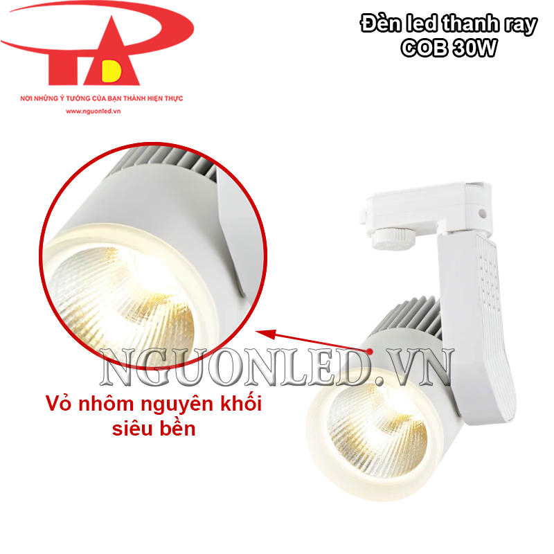 Đèn led thanh ray 30W COB vỏ nhôm nguyên khối, siêu bền