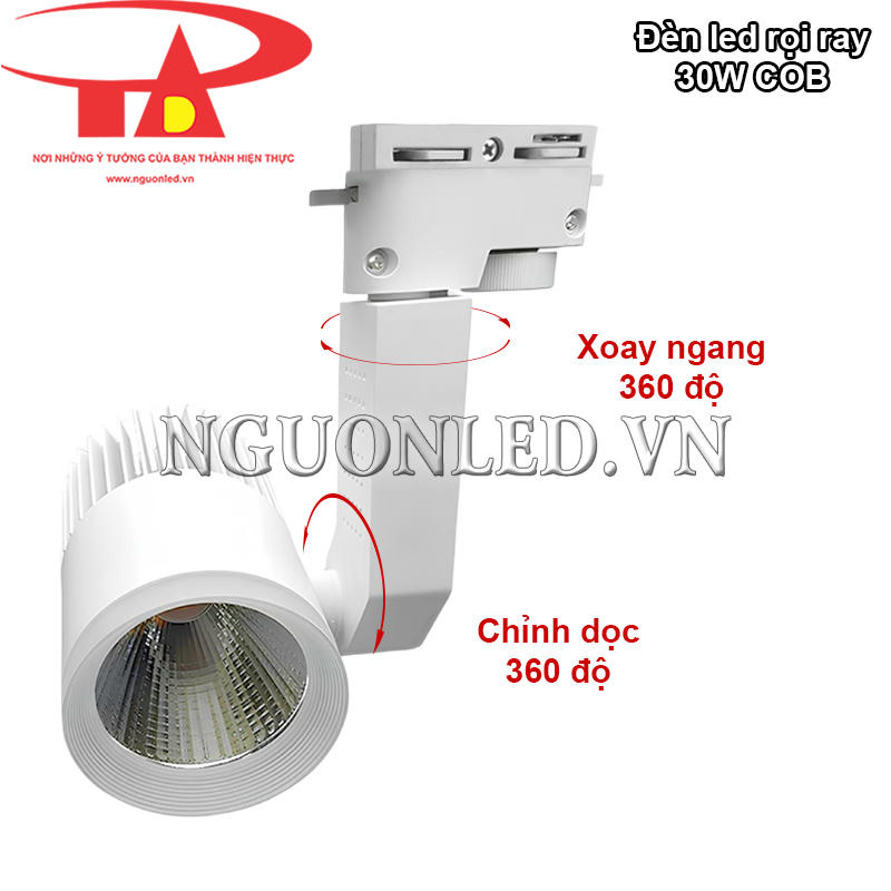 Đèn led rọi ray 30W COB với khả năng điều chỉnh linh hoạt giúp tùy biến góc chiếu theo ý muốn