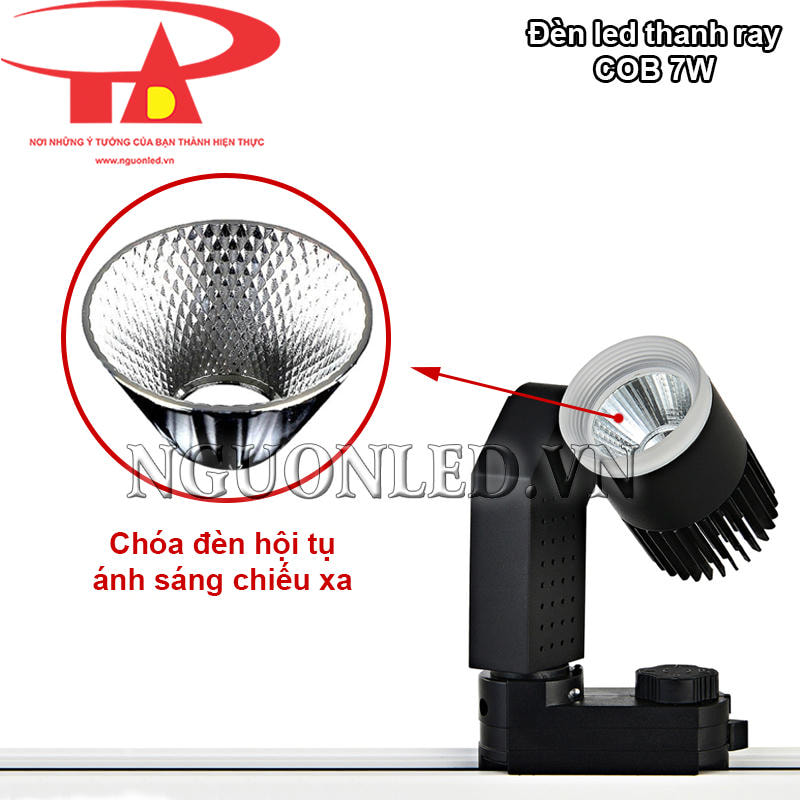 Đèn led ray nhôm COB 7W ánh sáng chiếu xa nhờ chóa hội tụ