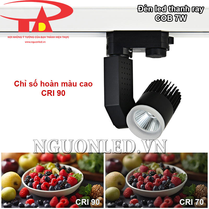Đèn led thanh ray 7W COB với CRI 90Ra giúp tái hiện màu chân thực