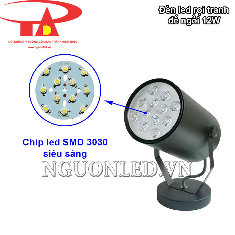 Đèn led chiếu điểm 12W đế ngồi chip 3030 siêu sáng
