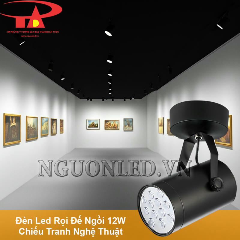 Đèn led rọi tranh 12W vỏ đen sử dụng cho triển lãm tranh nghệ thuật