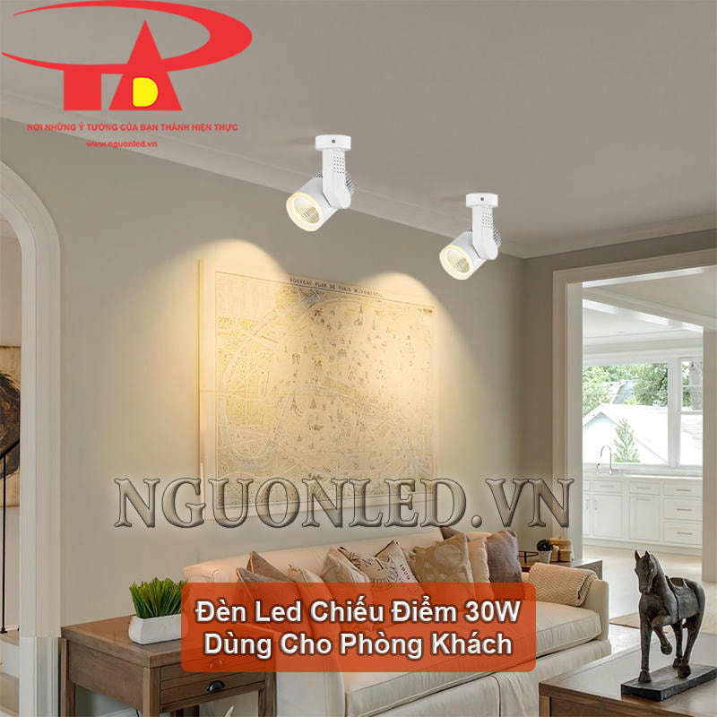 Đèn led spotlight 30W COB chiếu sáng không gian phòng khách