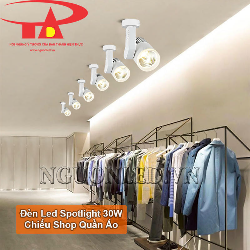 Đèn led spotlight 30W sử dụng cho shop quần áo