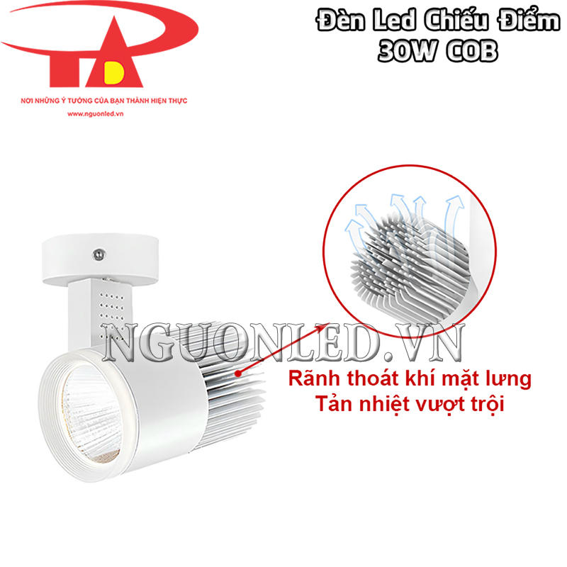 Đèn spotlight led 30W tản nhiệt vượt trội với rãnh thoát khí ở mặt lưng