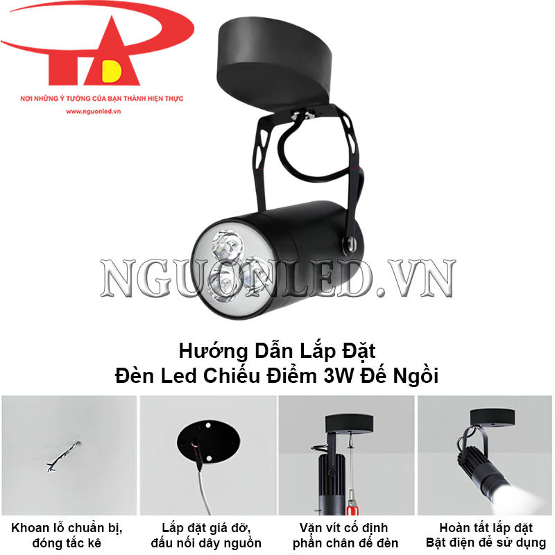 Hướng dẫn lắp đặt đèn led chiếu điểm 3W chi tiết