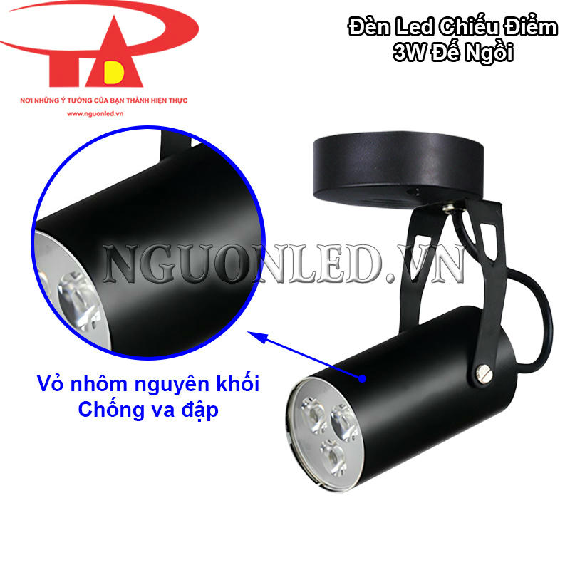 Đèn led rọi chiếu điểm 3W vỏ nhôm nguyên khối siêu bền