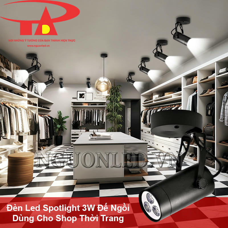 Đèn led chiếu điểm đế ngồi 3W dùng cho cửa hàng quần áo thời trang