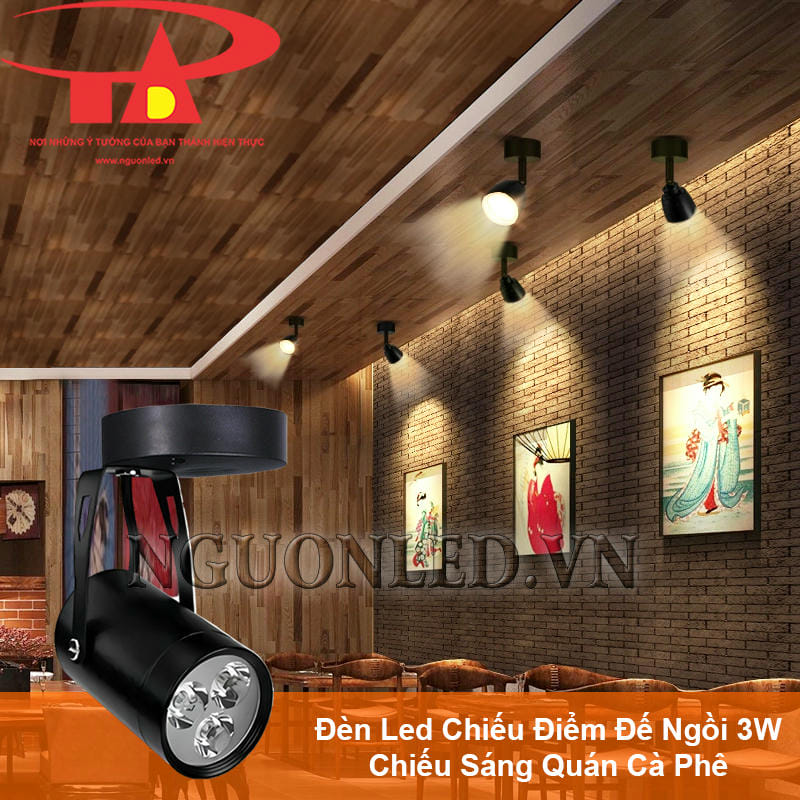 Đèn led rọi đế ngồi 3W dùng trang trí không gian quán cà phê