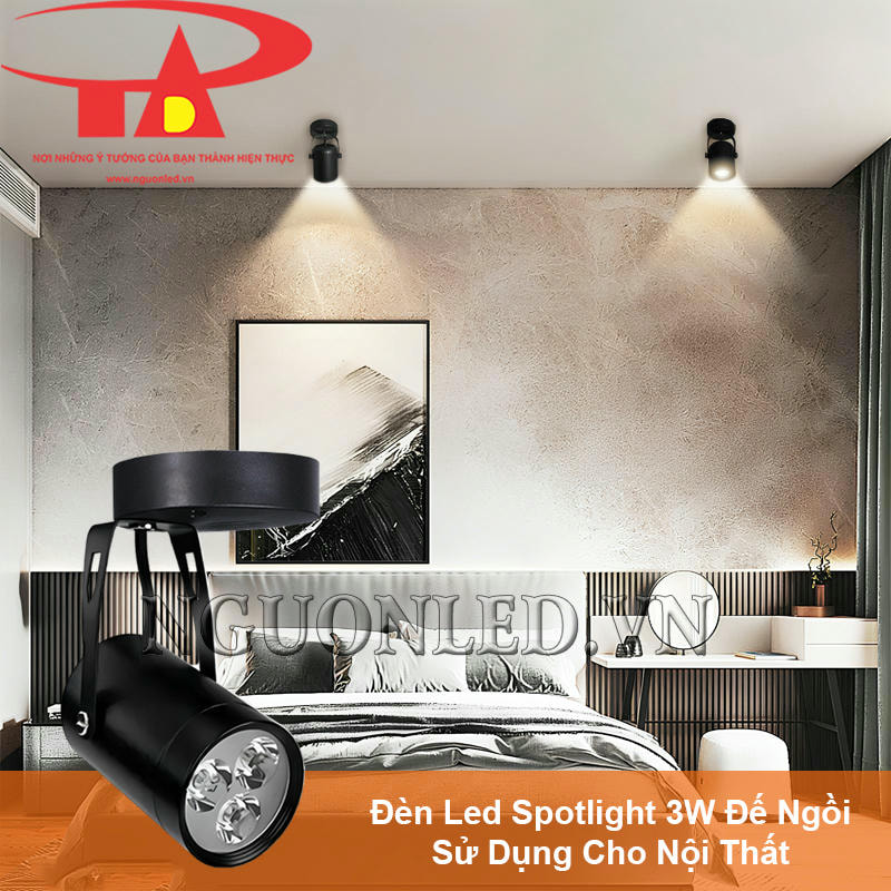 Đèn led rọi chiếu điểm 3W đế ngồi hắt sáng nội thất phòng ngủ