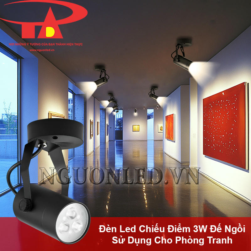 Đèn led chiếu điểm 3W đế ngồi tạo ánh sáng bắt mắt cho phòng tranh nghệ thuật