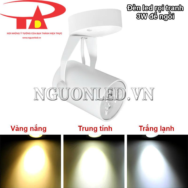 Đèn led rọi tranh 3W đế ngồi tự chọn 3 màu ánh sáng đa dạng