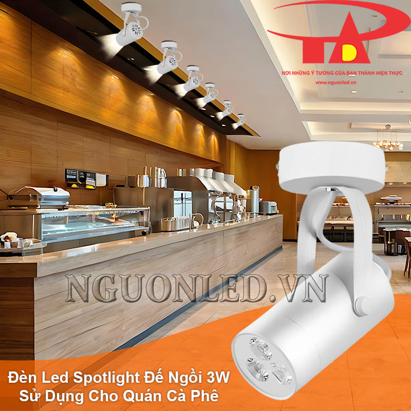 Đèn led chiếu điểm 3W đế ngồi chiếu không gian quán cà phê