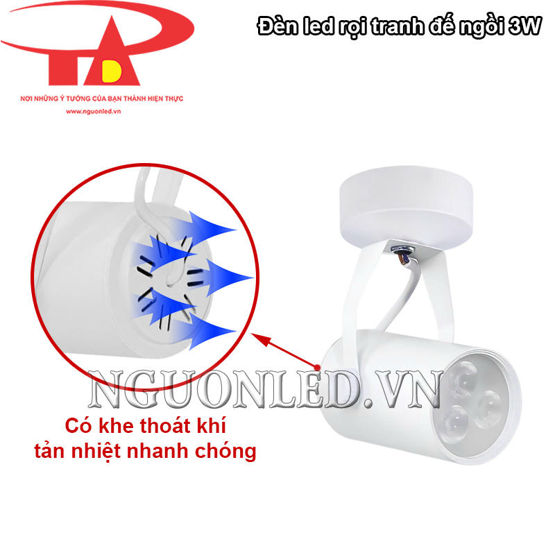 Đèn led chiếu điểm đế ngồi 3W có khe thoát khí, tản nhiệt vượt trội