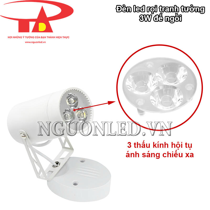 Đèn led rọi tranh đế ngồi 3W ánh sáng chiếu xa