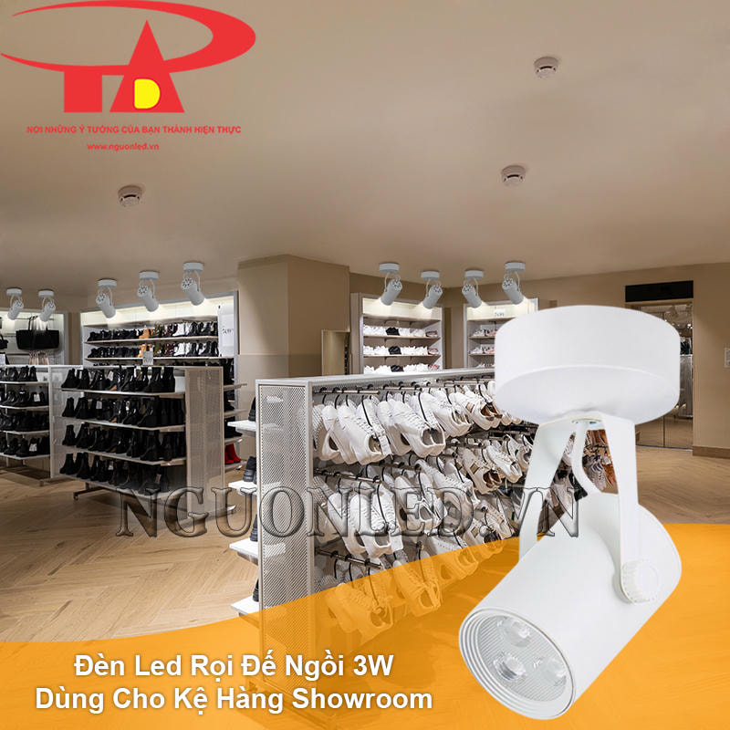 Đèn led rọi chiếu điểm 3W đế ngồi chiếu kệ hàng bên trong showroom