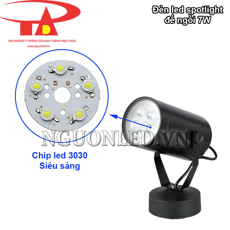 Đèn led chiếu điểm 5W vỏ đen sử dụng chip 3030 độ sáng cao