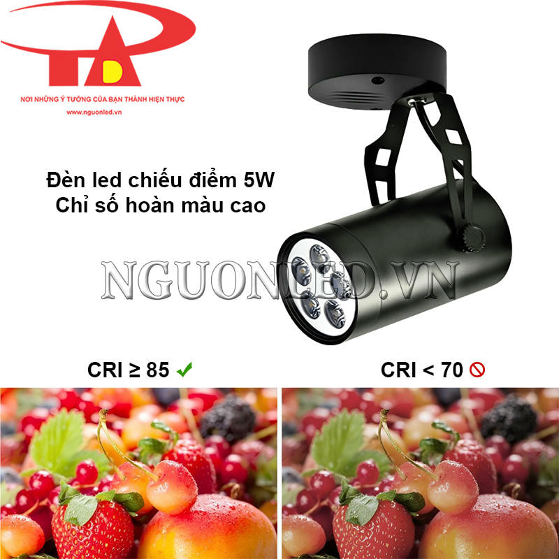 Đèn led rọi đế ngồi 5W với chỉ số hoàn màu cao giú hiển thị chính xác màu sắc