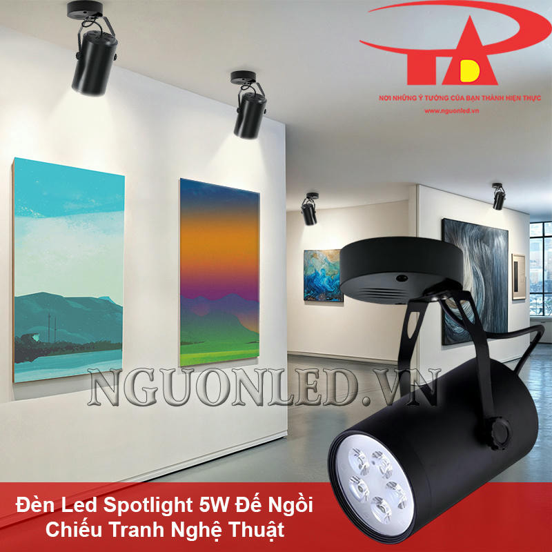 Đèn led spotlight 5W đế ngồi dùng cho phòng trưng bày tranh