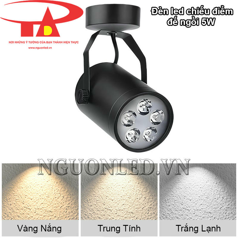 Đèn led chiếu điểm đế ngồi 5W có 3 tùy chọn màu phù hợp nhiều không gian