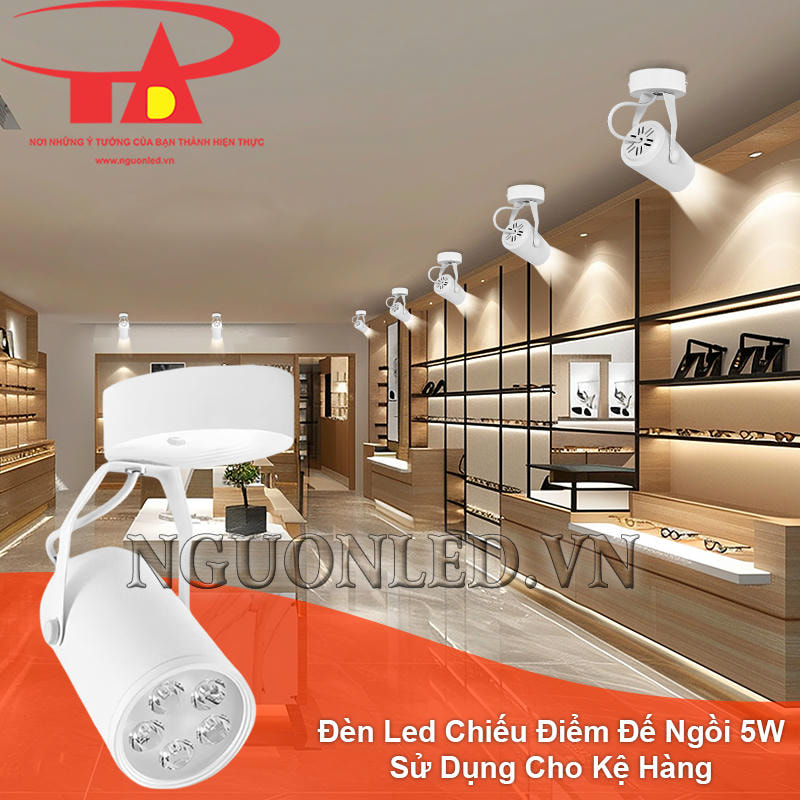 Đèn led chiếu điểm 5W đế ngồi dùng cho kệ hàng trong showroom