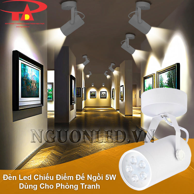 Đèn led chiếu điểm đế ngồi 5W sử dụng cho phòng trưng bày tranh