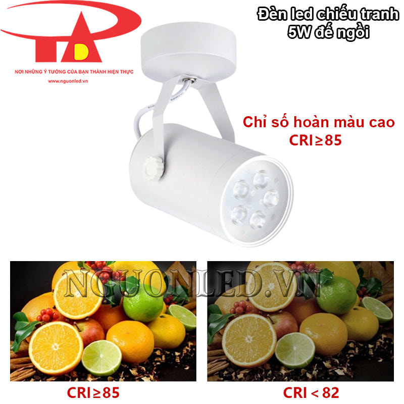 Đèn led hắt tranh 5W đế ngồi CRI cao, tái hiện màu sắc chân thực