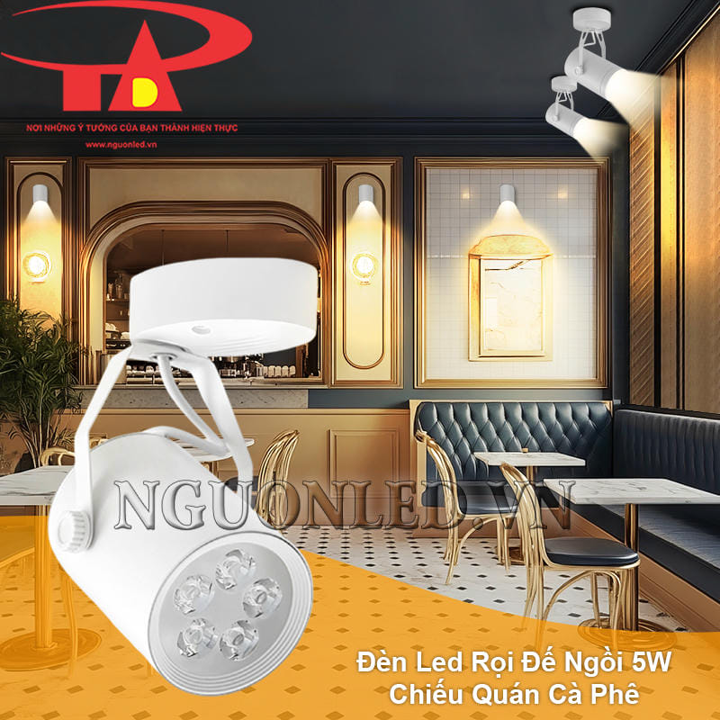 Đèn led rọi vỏ trắng 5W đế ngồi chiếu sáng không gian quán cà phê
