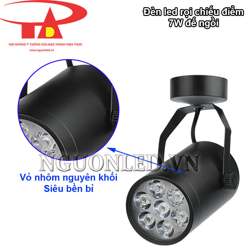 Đèn LED rọi 7W đế ngồi vỏ nhôm nguyên khối, chống va đập