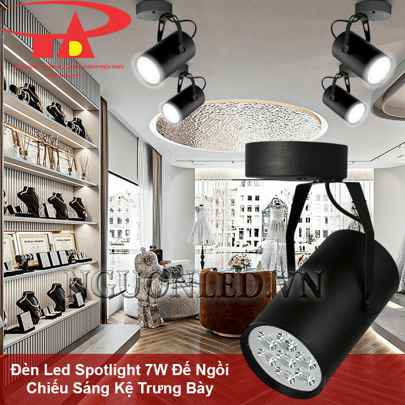 Đèn led chiếu điểm đế ngồi dùng cho kệ trưng bày bên trong cửa hàng