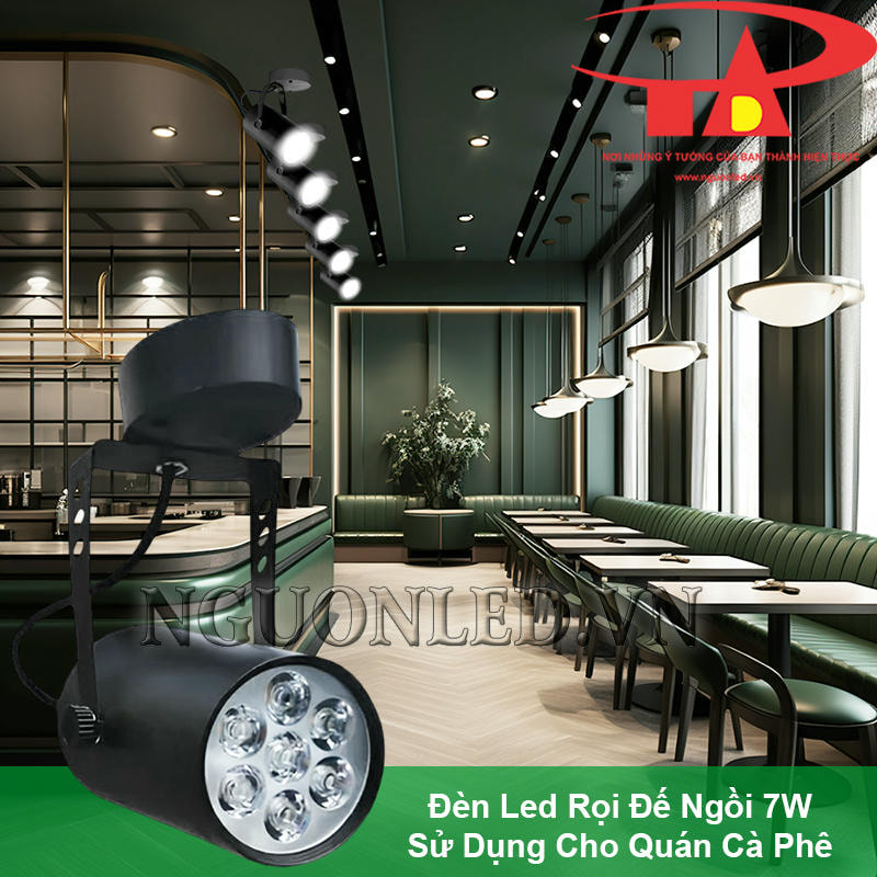 Đèn LED chiếu điểm 7W vỏ đen chiếu sáng quán cà phê