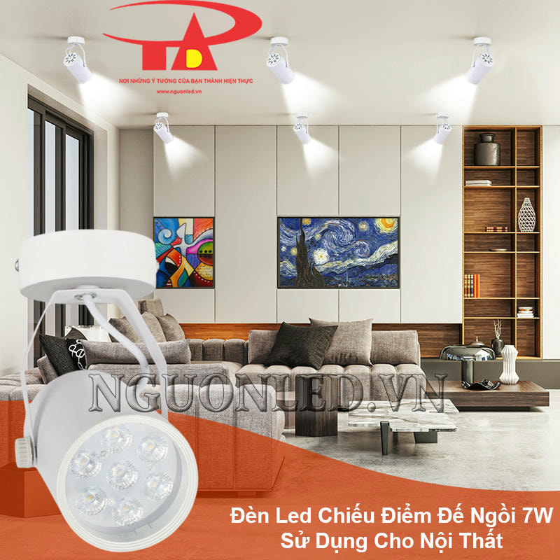 Đèn led rọi chiếu điểm 7W đế ngồi vỏ trắng dùng cho nội thất
